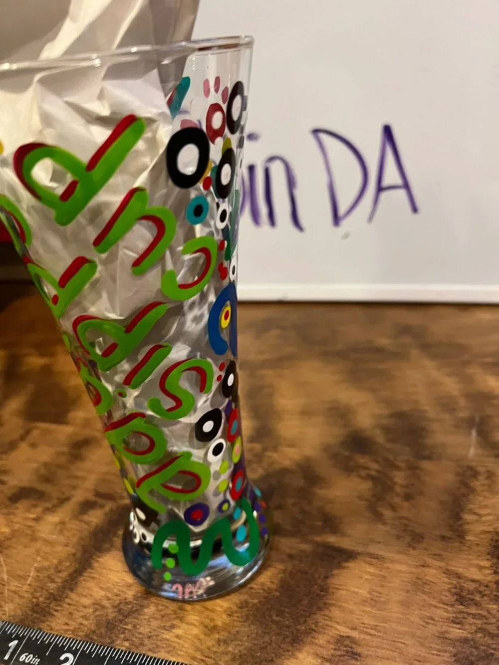 Adult Sippy Cup Hand painted glass